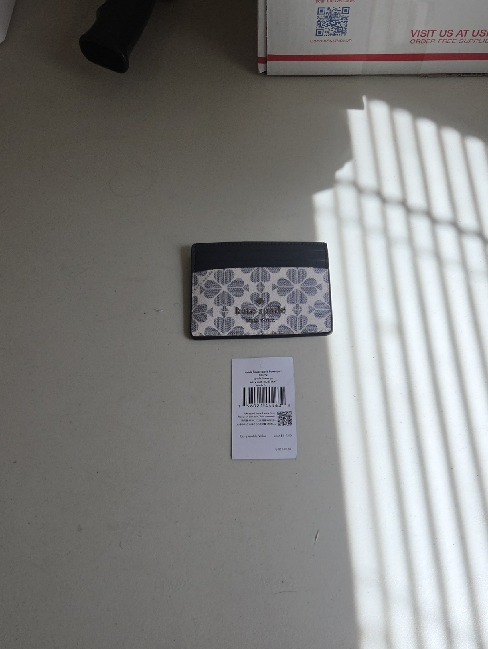Kate Spade Floral Card Case in White and Navy
